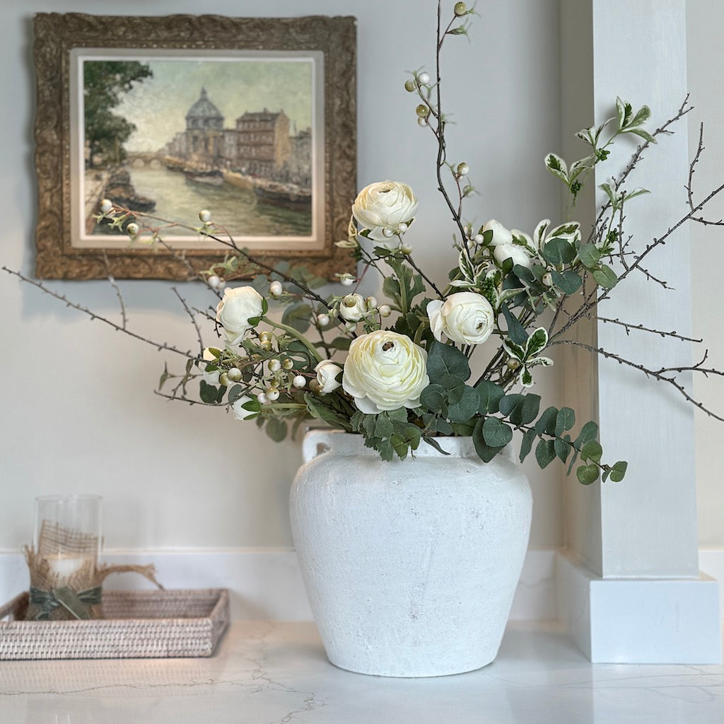 White Terracotta Vase Ear Handles Sophie