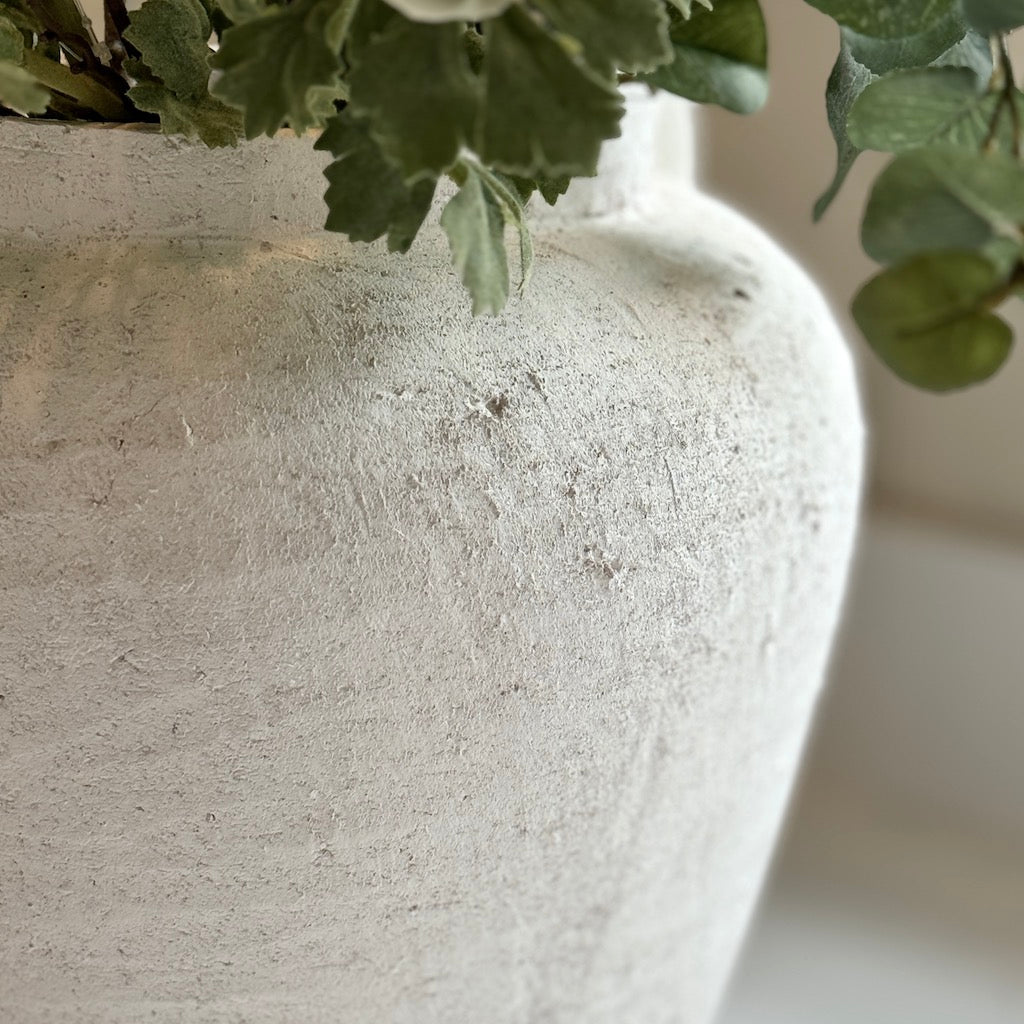 White Terracotta Vase Ear Handles Sophie