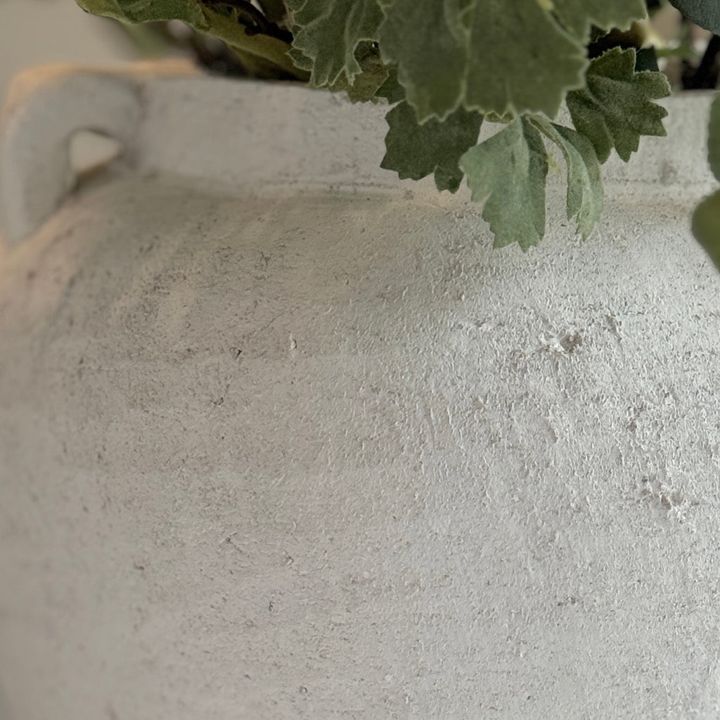 White Terracotta Vase Ear Handles Sophie