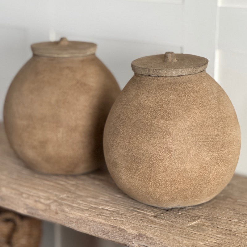 Brown Ornamental Urn With Lid