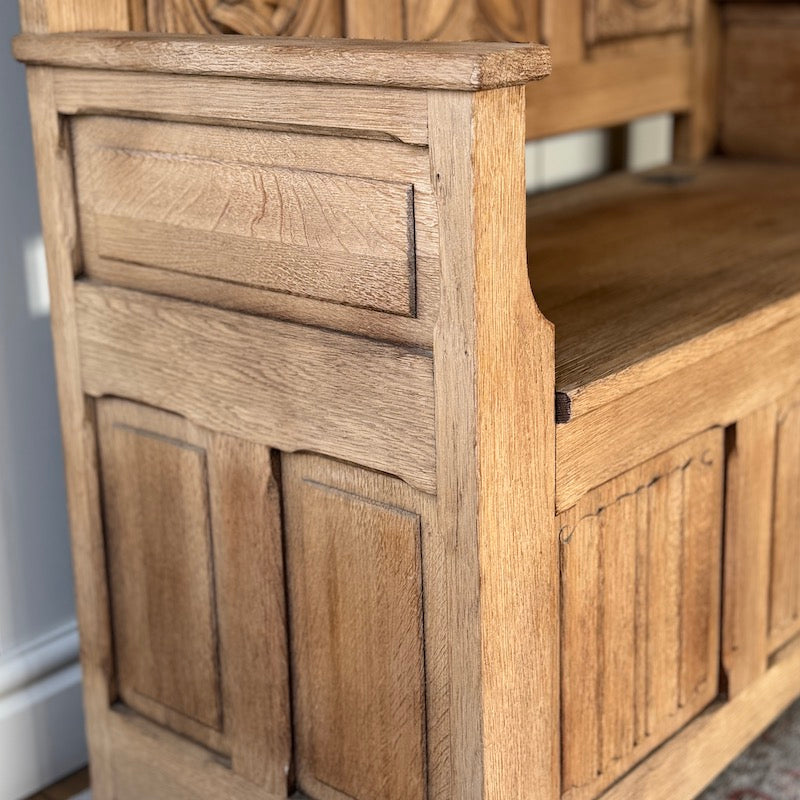 Vintage Oak Belgian Storage Bench 1900's