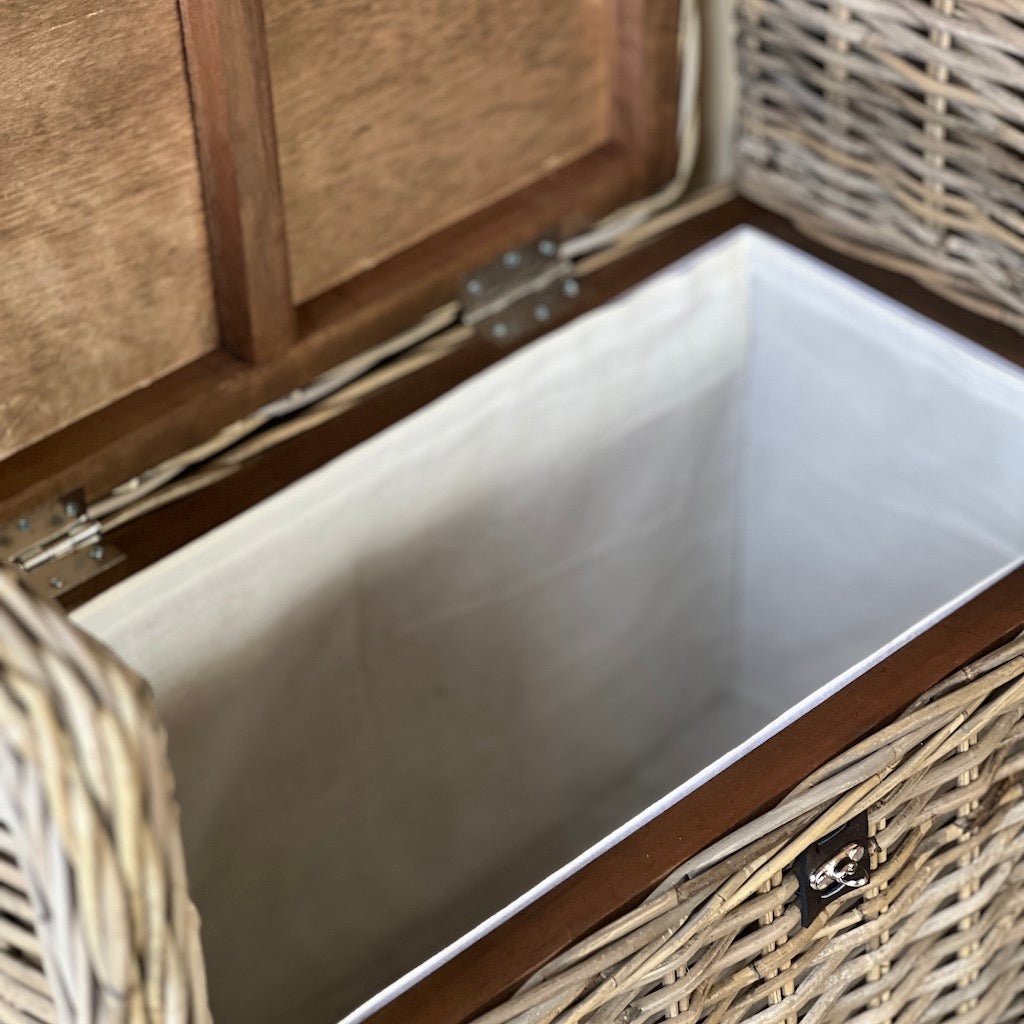 Wicker Basket Weave Storage Bench