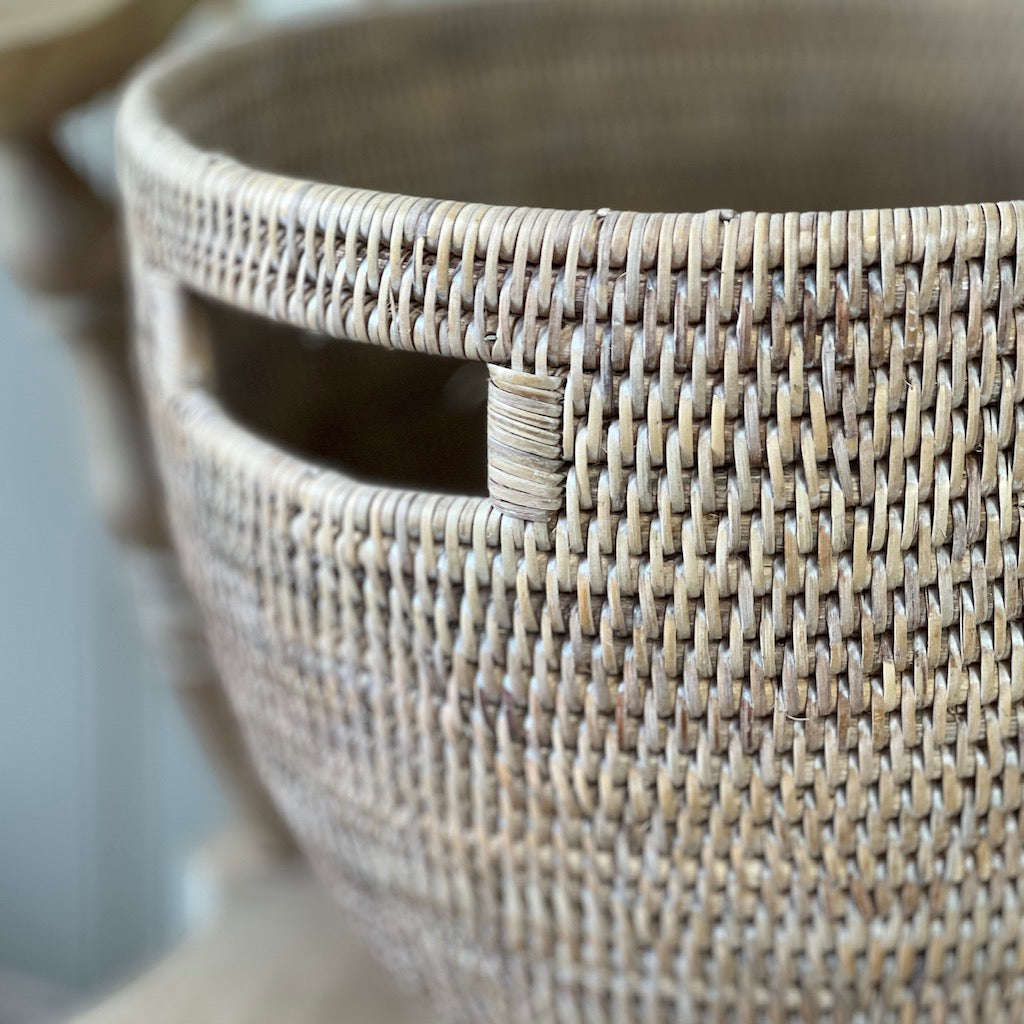 Rattan Laundry Oval Tapered Baskets Natural White Wash