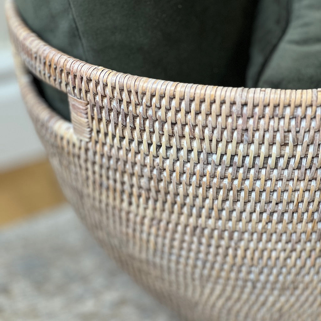 Rattan Laundry Oval Tapered Baskets Natural White Wash