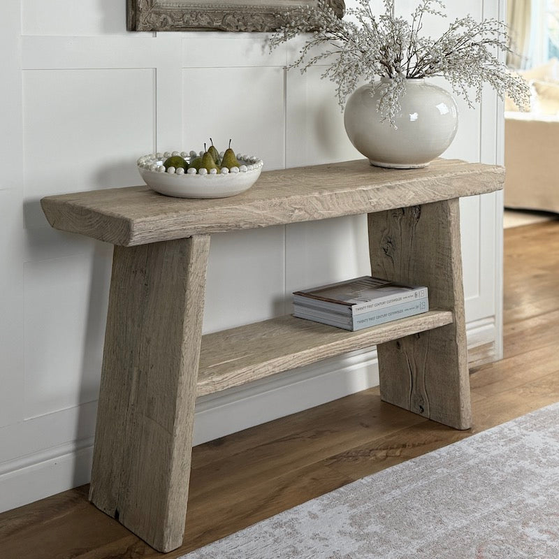Reclaimed Elm Rustic 2 Shelf Console Light - 130cm