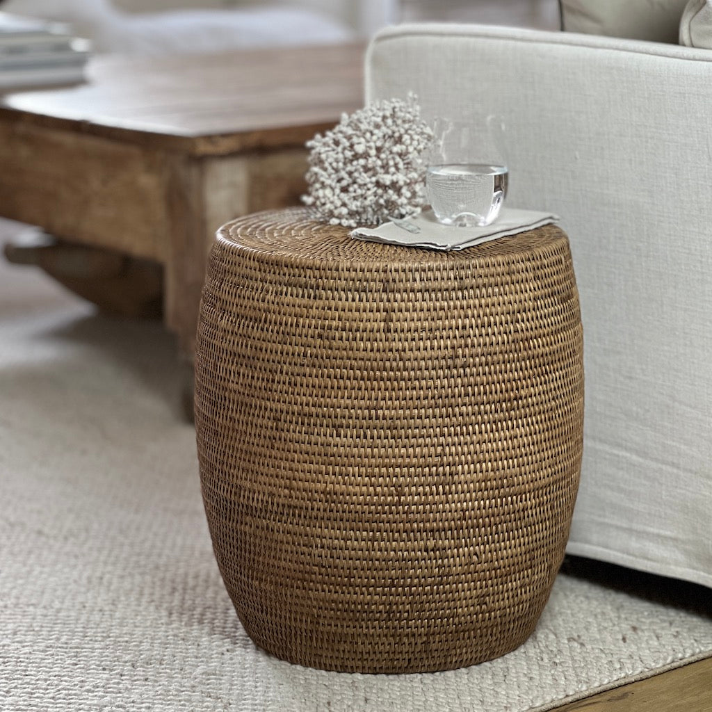 Rattan Drum Stool Natural