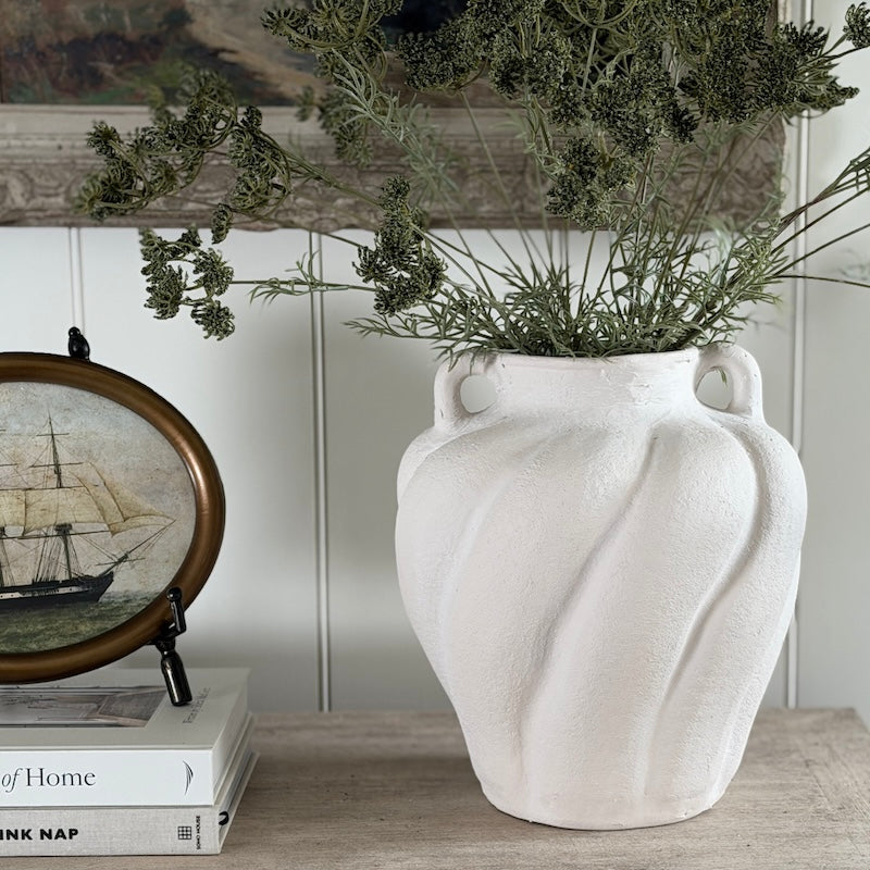 Sculptural Beige Swirl Vase – Cowshed Interiors