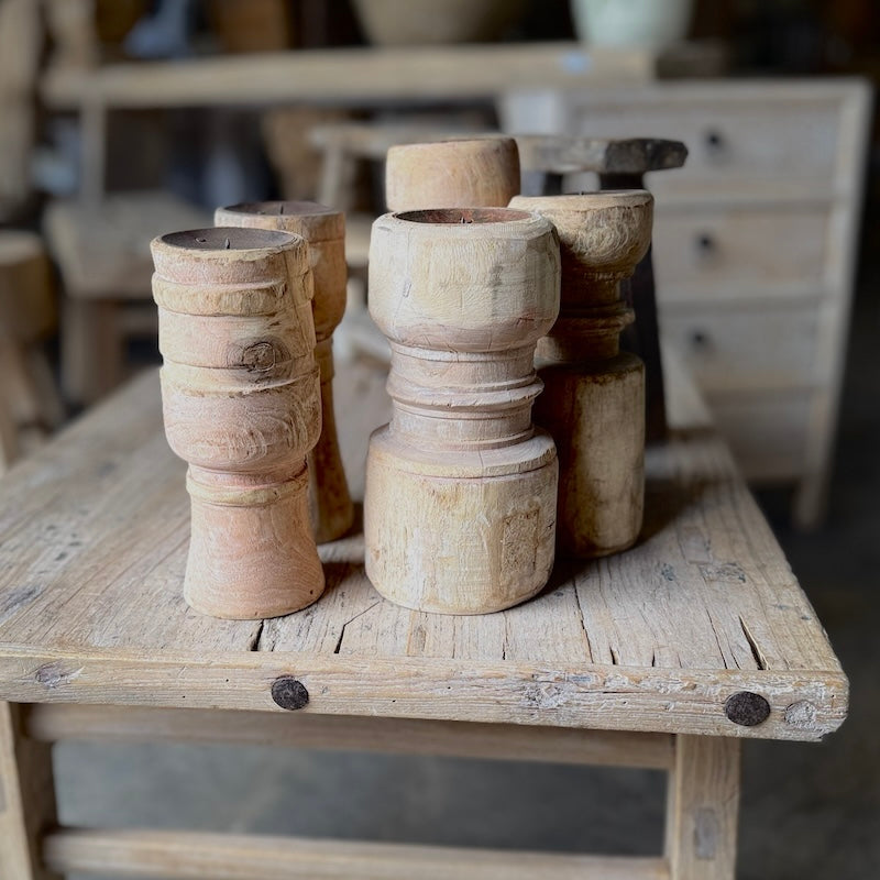 Reclaimed Vintage Wooden Candlestick