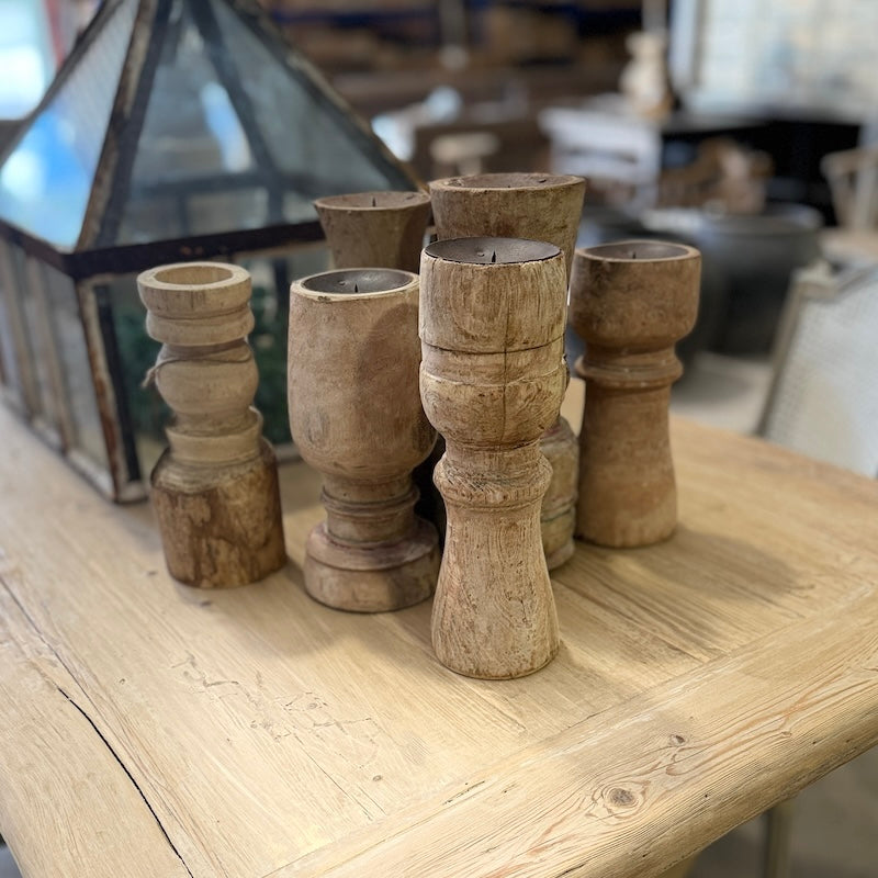 Reclaimed Vintage Wooden Candlestick