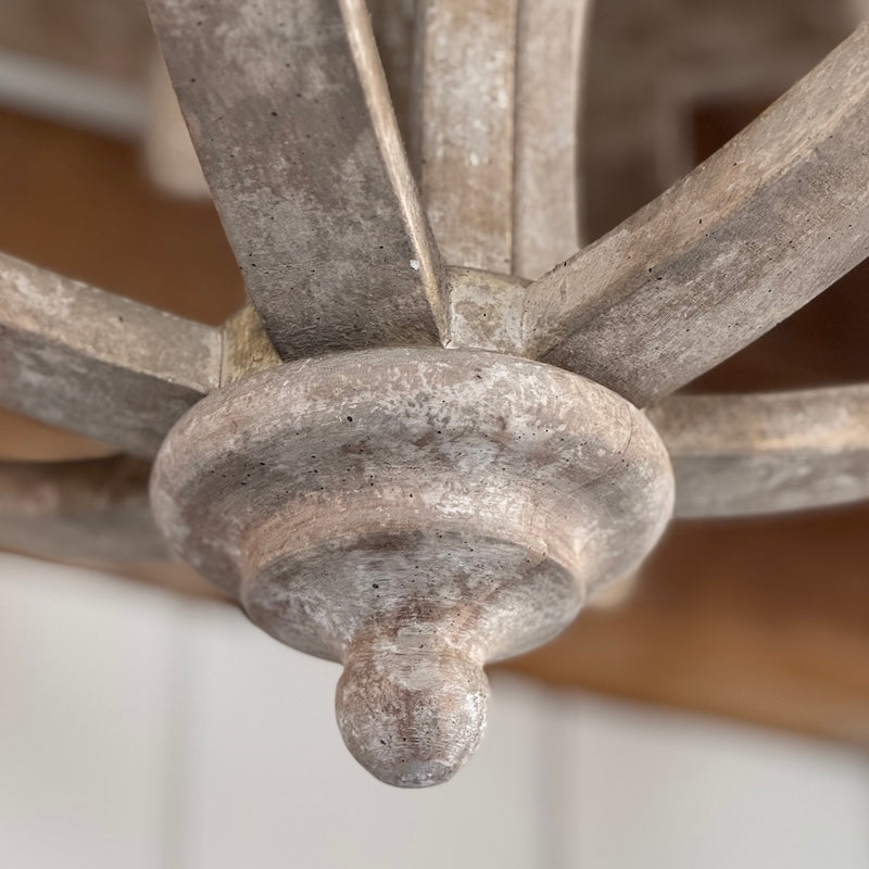 The Phillipe Round Wooden Orb Chandelier Medium