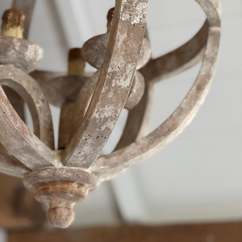 The Phillipe Round Wooden Orb Chandelier Small