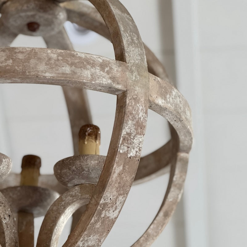 The Phillipe Round Wooden Orb Chandelier Medium