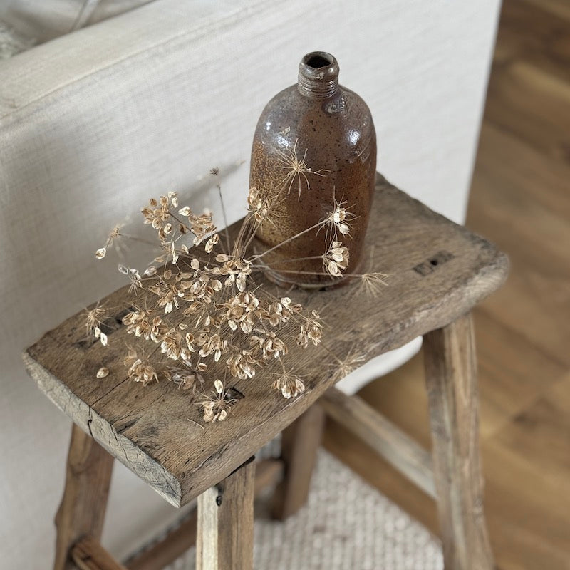 Vintage Rustic Reclaimed Wood Stool Side Table