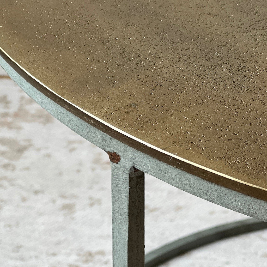 Vintage Brass Metal Hammered Round Layering Tables