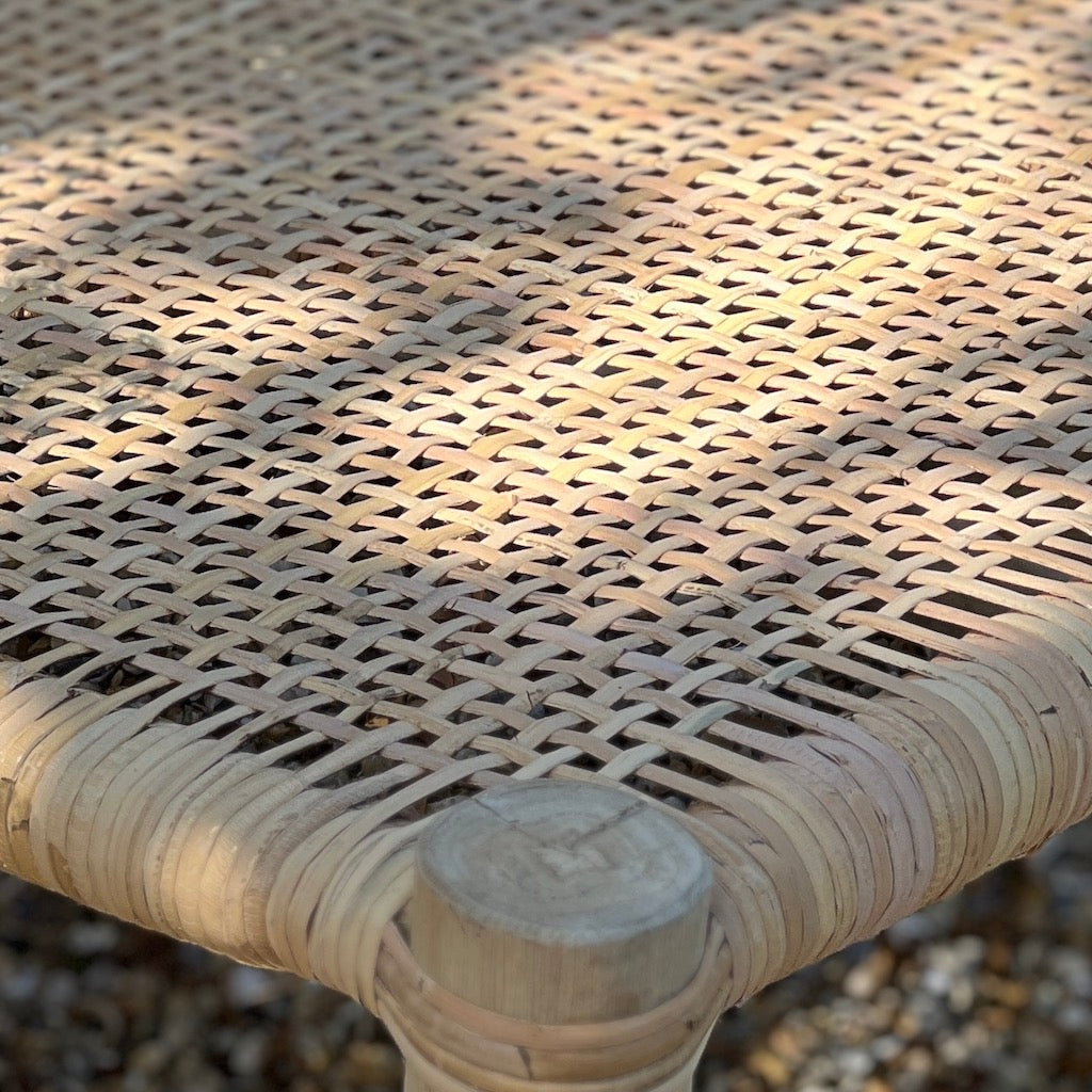 Bleached Teak Wood and Bamboo Weave occasional chair