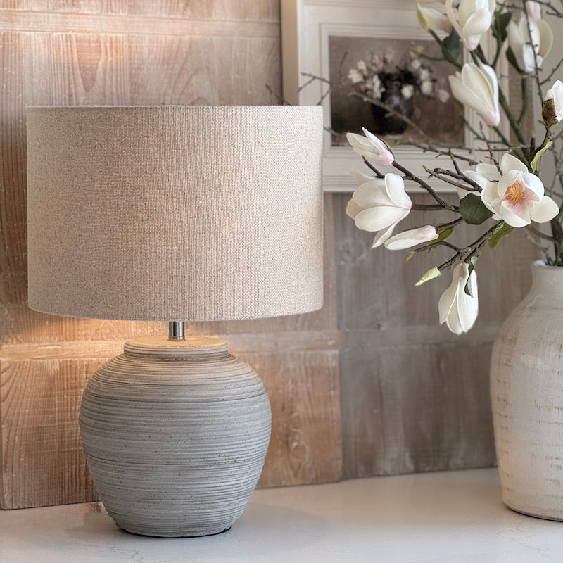 Small Ashen Ribbed Lamp