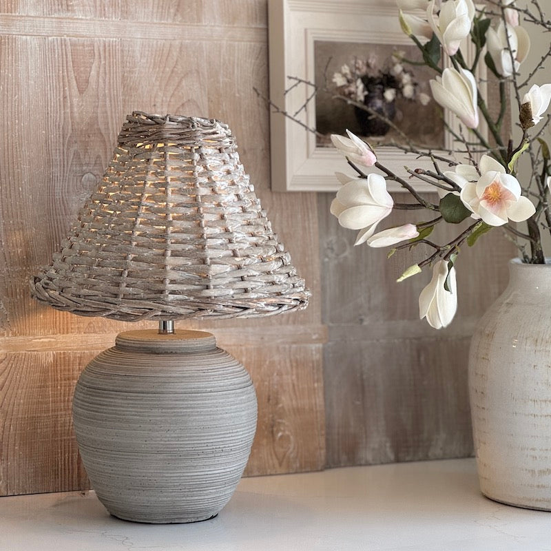Small Ashen Ribbed Lamp