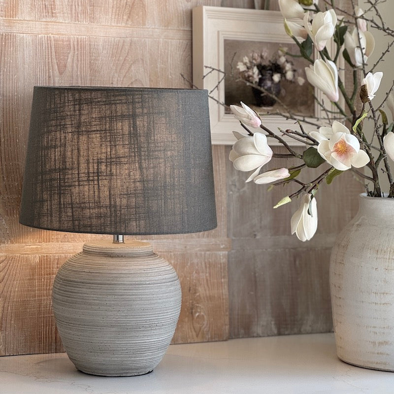 Small Ashen Ribbed Lamp