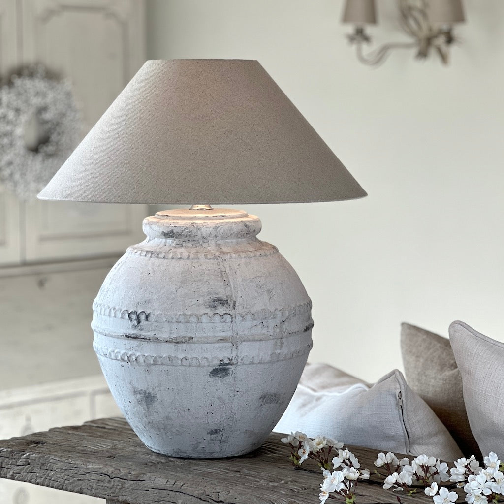 Large Tuscan Stone Effect Aged Ceramic Table Lamp