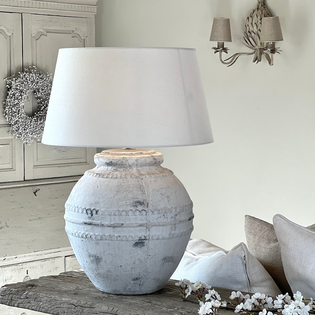 Large Tuscan Stone Effect Aged Ceramic Table Lamp