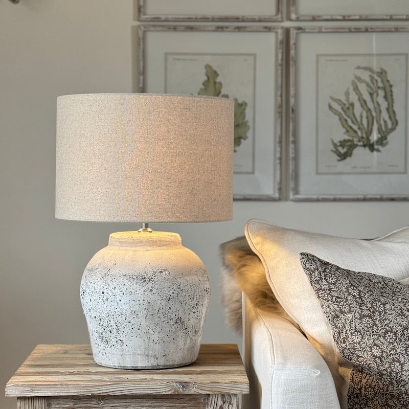 Grey Stone Effect Etna Aged Ceramic Lamp Large