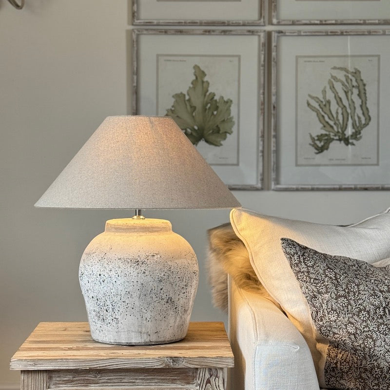 Grey Stone Effect Etna Aged Ceramic Lamp Large