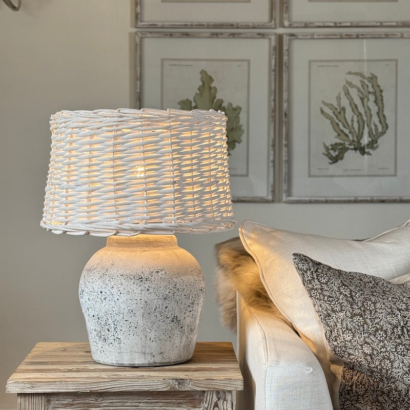 Grey Stone Effect Etna Aged Ceramic Lamp Large