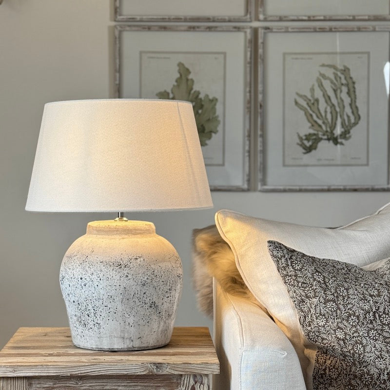 Grey Stone Effect Etna Aged Ceramic Lamp Large
