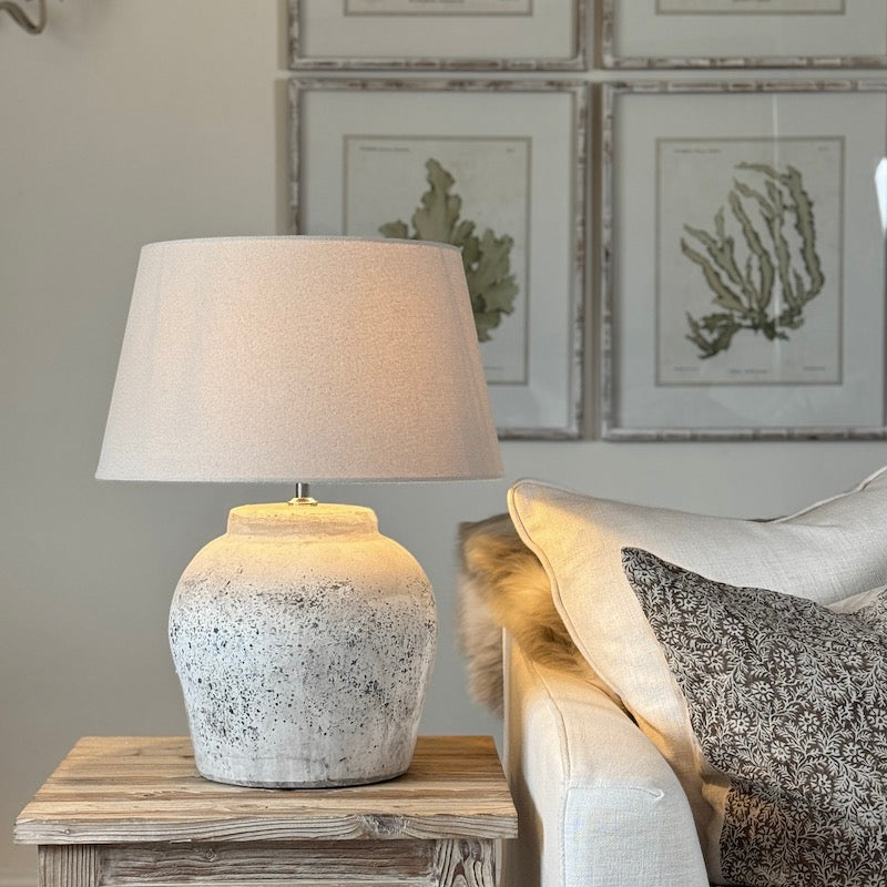 Grey Stone Effect Etna Aged Ceramic Lamp Large