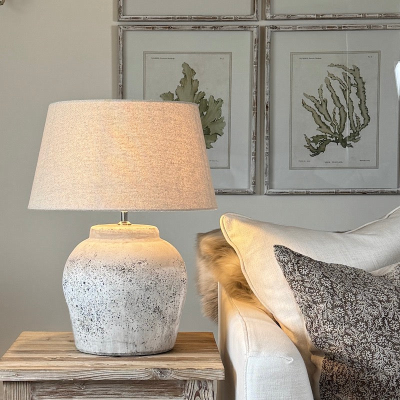 Grey Stone Effect Etna Aged Ceramic Lamp Large