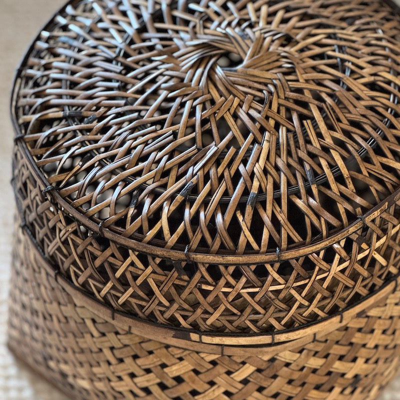 Woven Rattan Weave Basket With Lid