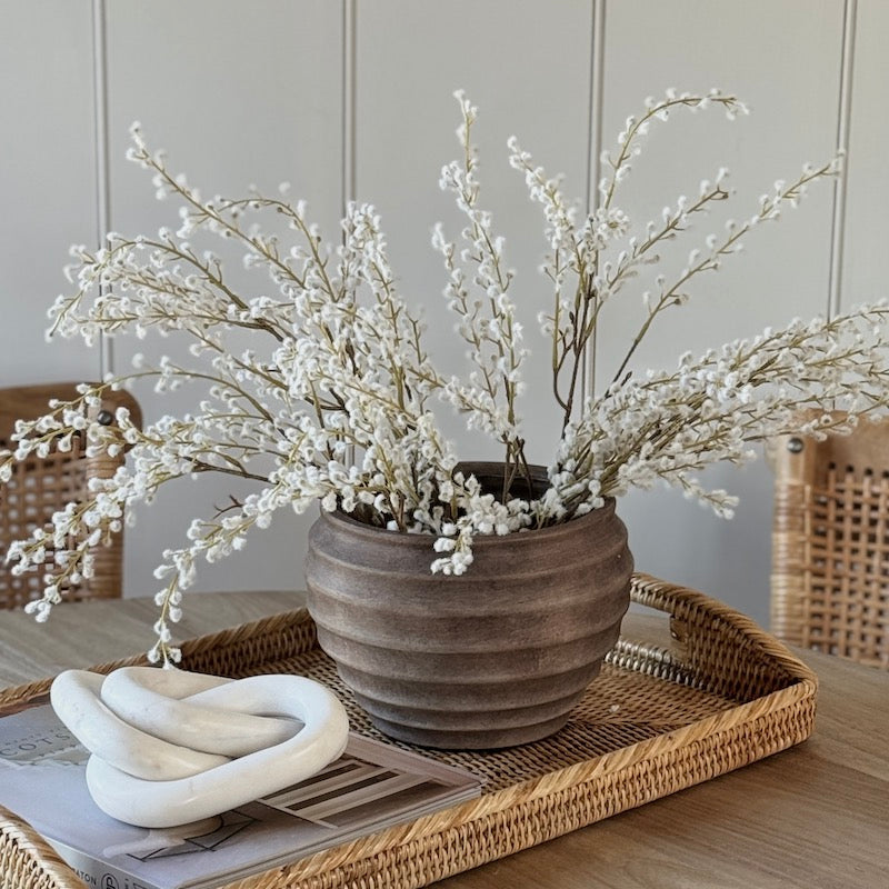 Brown Terracotta Ribbed Pot
