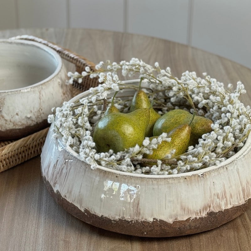 Shallow Terracotta Bowl Part Glazed