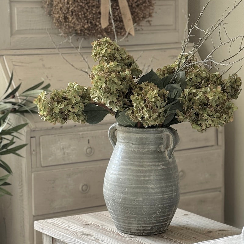 Aged Olive Terracotta Vase with Handles