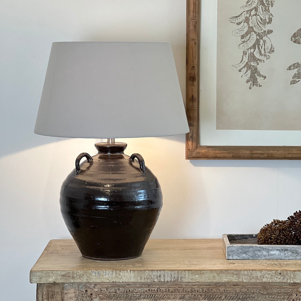 Dark Tone Glazed Urn Table Lamp