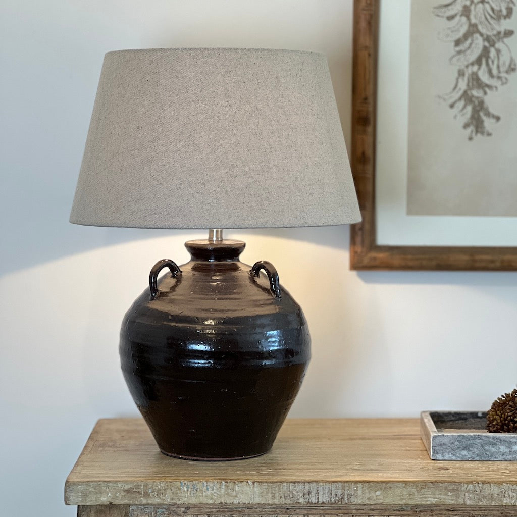 Dark Tone Glazed Urn Table Lamp