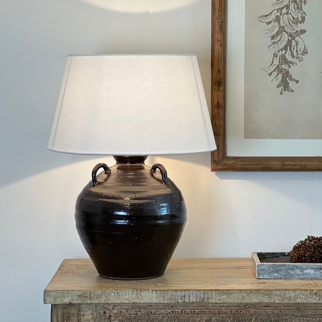 Dark Tone Glazed Urn Table Lamp