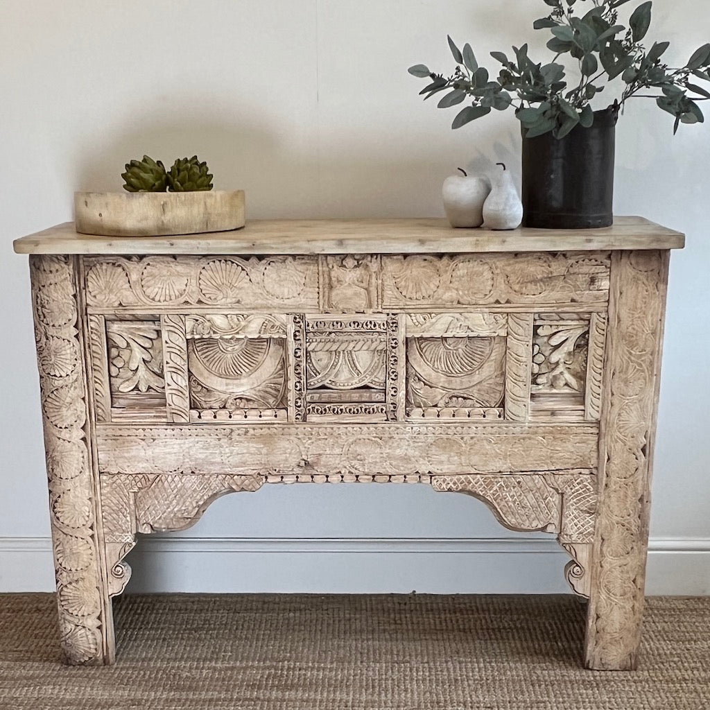 Bleached Carved Console Abigail