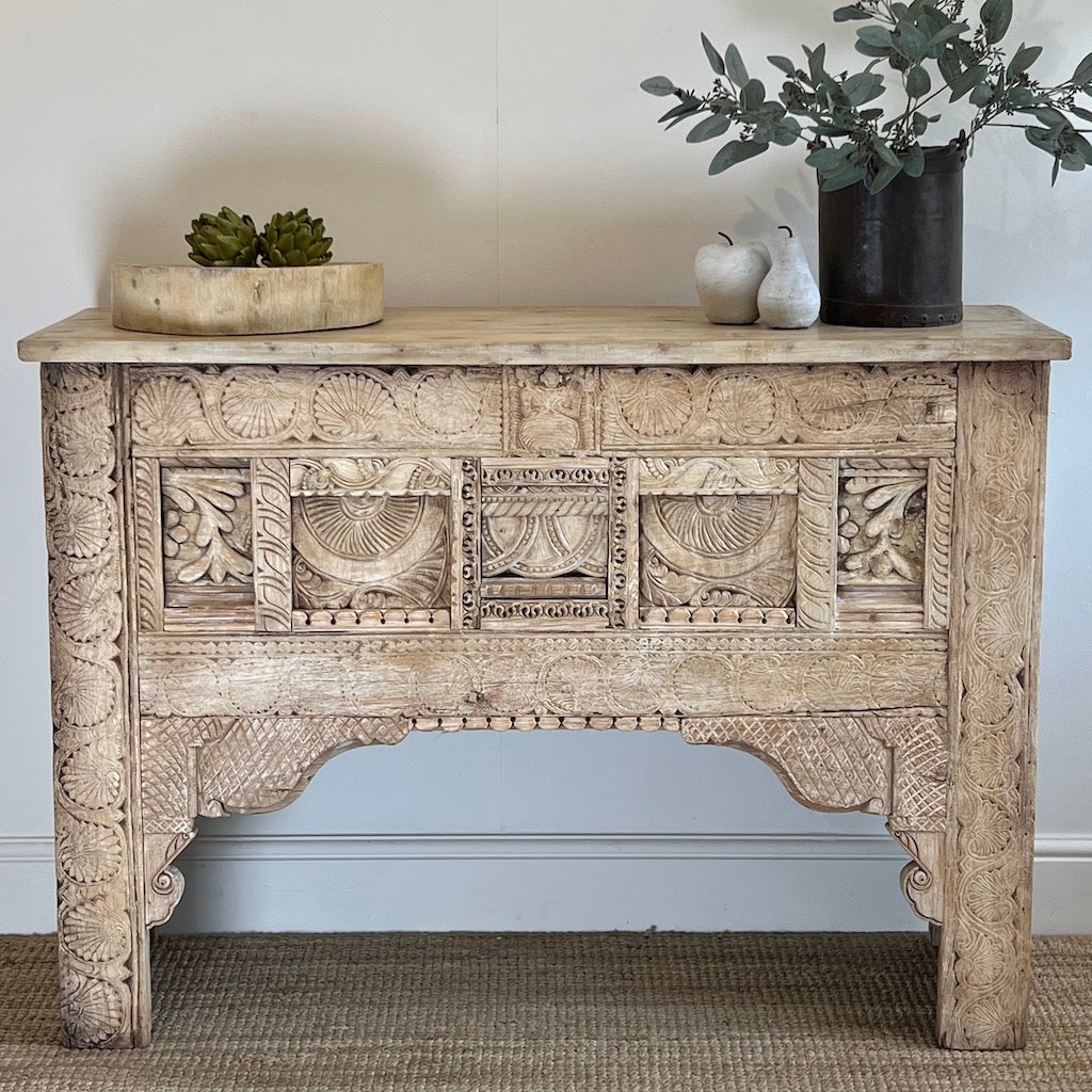Bleached Carved Console Abigail