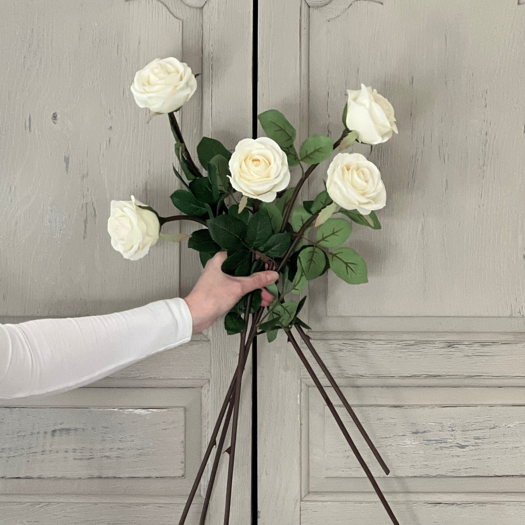 Faux Soft Ivory Rose Stem