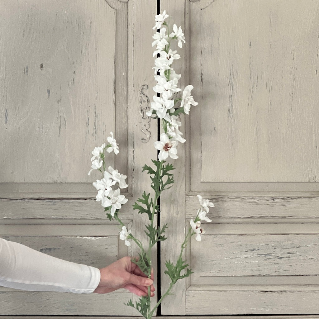 Faux Wild White Delphinium Spray