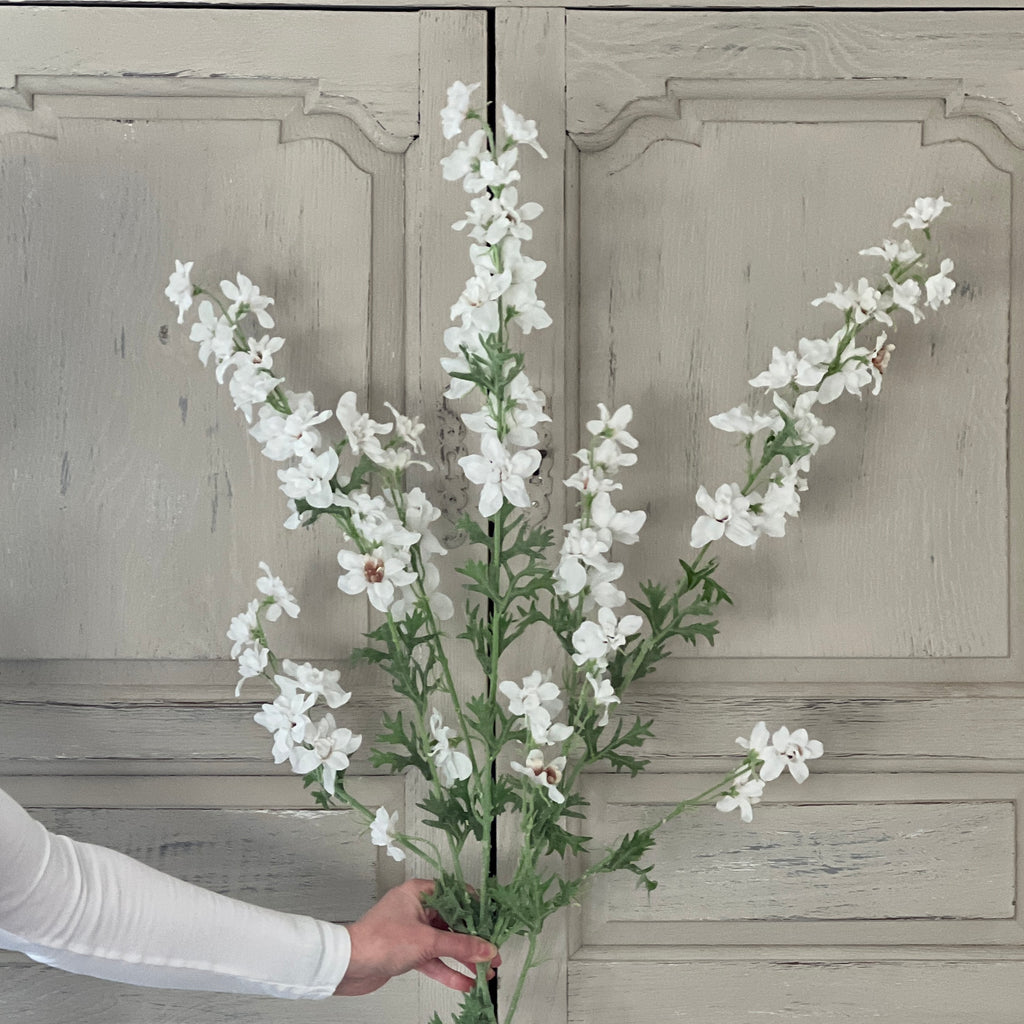 Faux Wild White Delphinium Spray