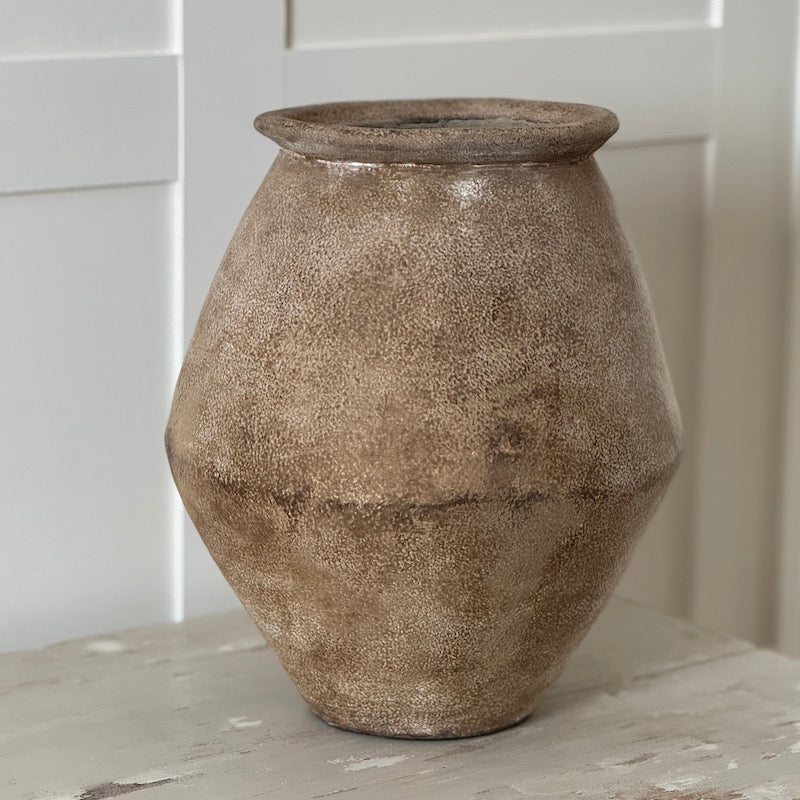 Vintage Style Diamond Terracotta Vase
