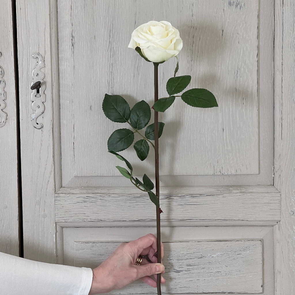 Faux Soft Ivory Rose Stem