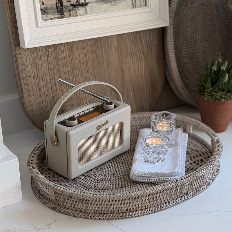 Soft Whitewash Handwoven Rattan Oval Tray – Natural Serving & Styling ...