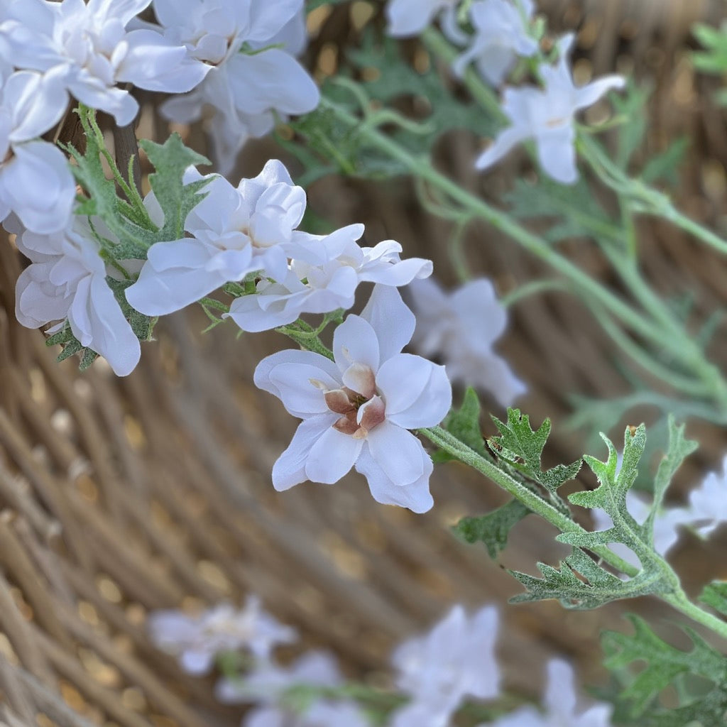 Faux Wild White Delphinium Spray