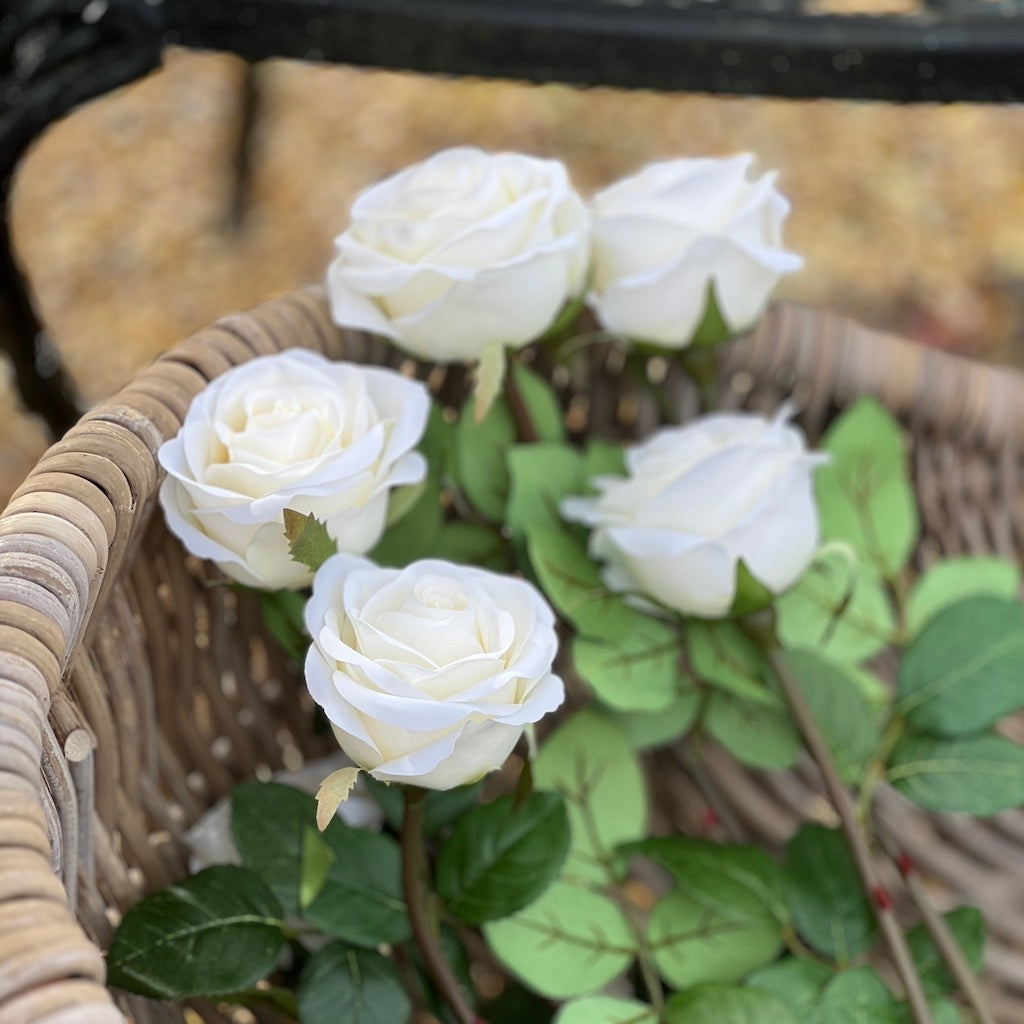 Faux Soft Ivory Rose Stem