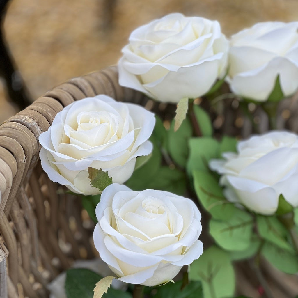 Faux Soft Ivory Rose Stem