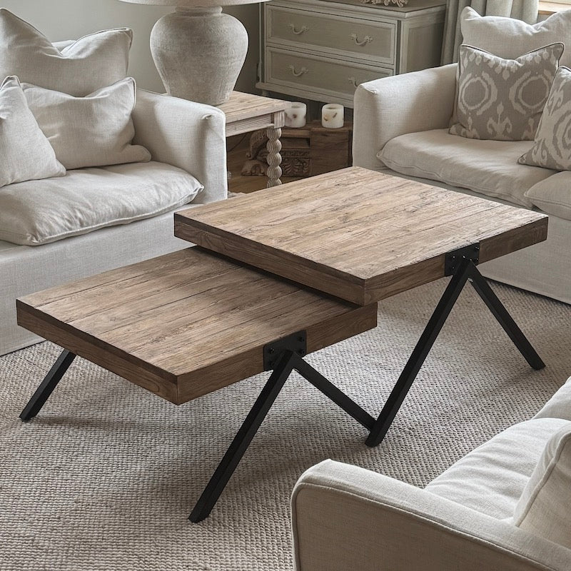 Nest of 2 Reclaimed Oak 3 Coffee Tables