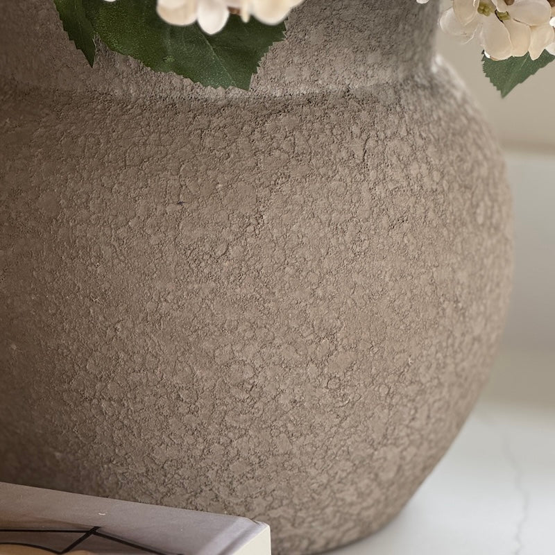 Textured Aged Squat Ceramic Vase